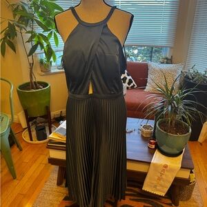 Elegant Dusty Blue Halter Dress